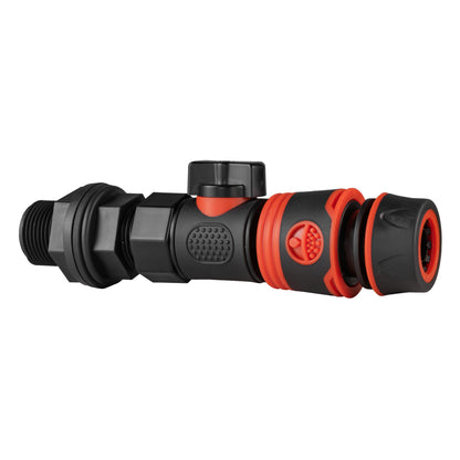 Black Soft Hose Connector with 3/4" BSP Water Butt Adapter and Quick Connect Valve