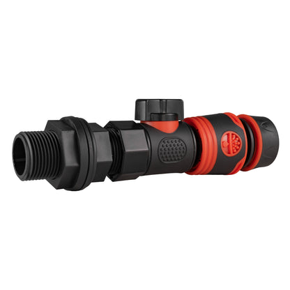 Black Soft Hose Connector with 3/4" BSP Water Butt Adapter and Quick Connect Valve
