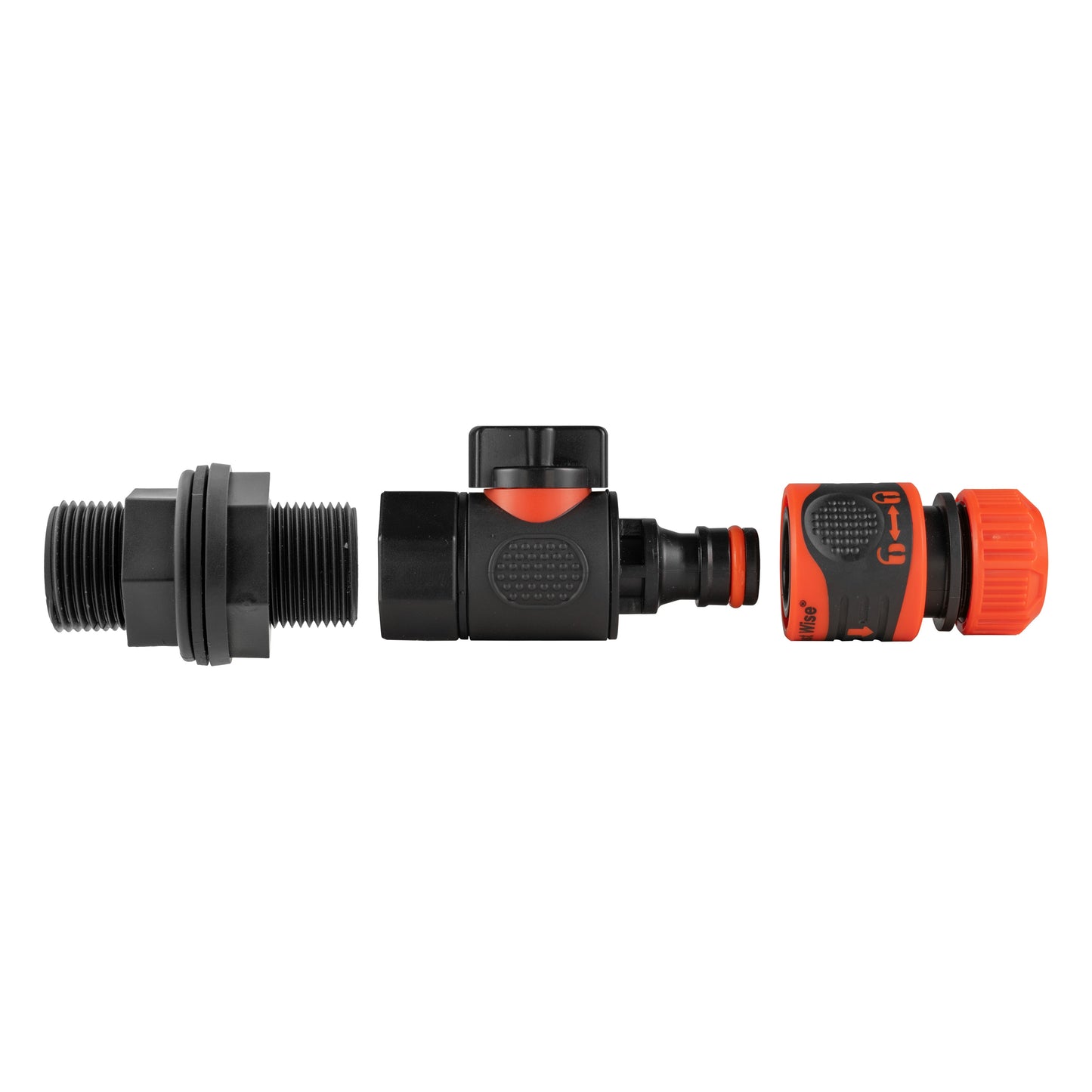 3/4" BSP Water Butt Fitting with Quick Connect Valve & Hose Lock Connector