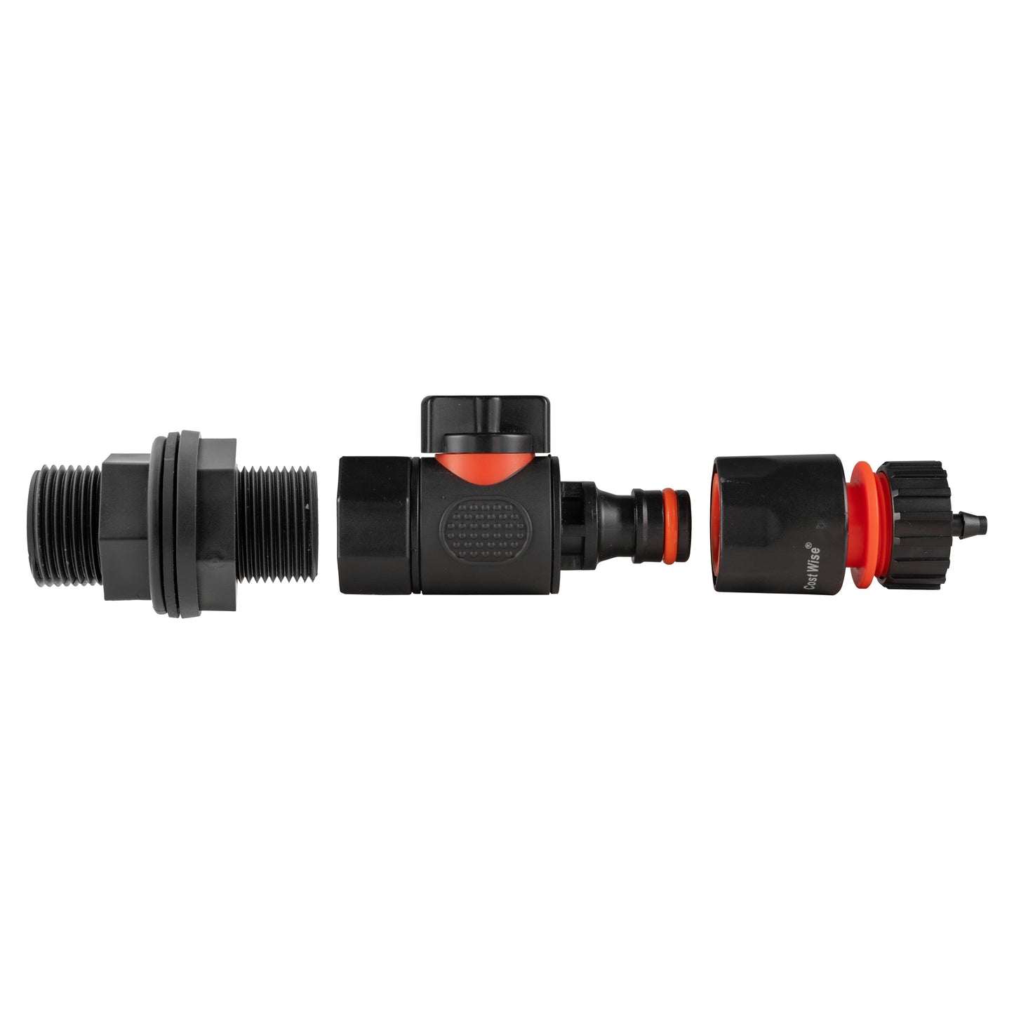 Water Butt Adapter 3/4" BSP with BSPF Quick-Connect Valve & 4mm Micro Barb Hose Connector