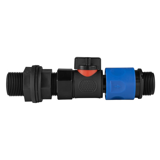 3/4" BSP Water Butt Connector with Quick Connect BSPF Valve & Male Threaded Hose Fitting