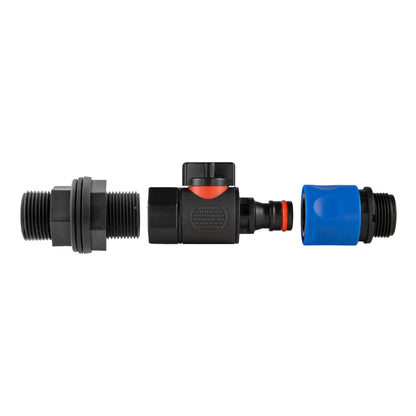 3/4" BSP Water Butt Connector with Quick Connect BSPF Valve & Male Threaded Hose Fitting