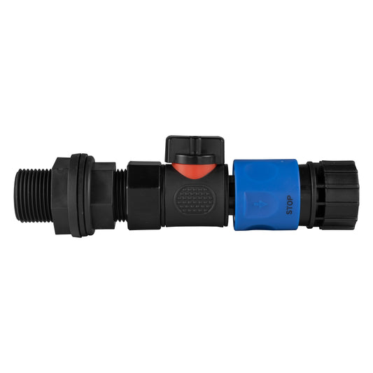 3/4" BSP Water Butt Connector with Quick Connect BSPF Valve & Female Threaded Hose Connector