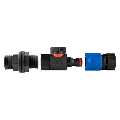3/4" BSP Water Butt Connector with Quick Connect BSPF Valve & Female Threaded Hose Connector