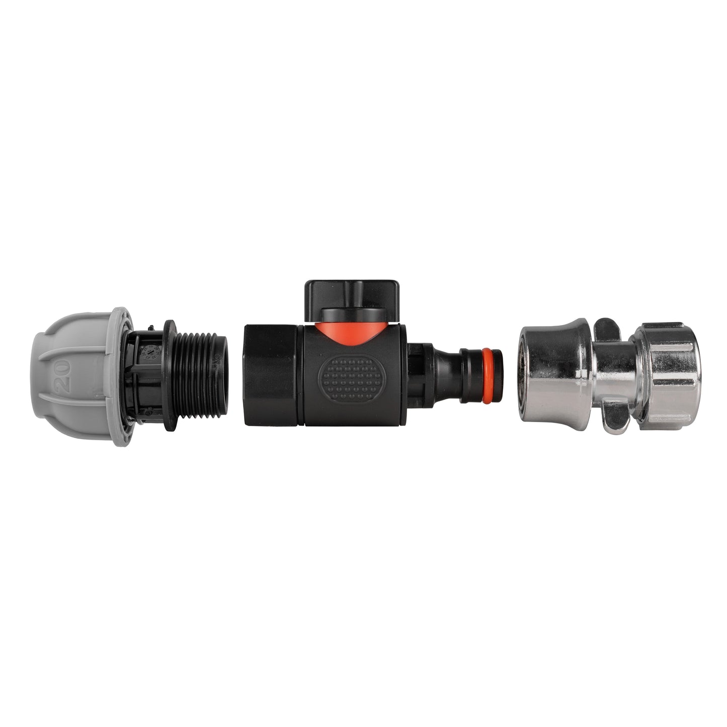Zinc Hose Connector Kit with 20mm MDPE to 3/4" BSPF Quick Connect Valve