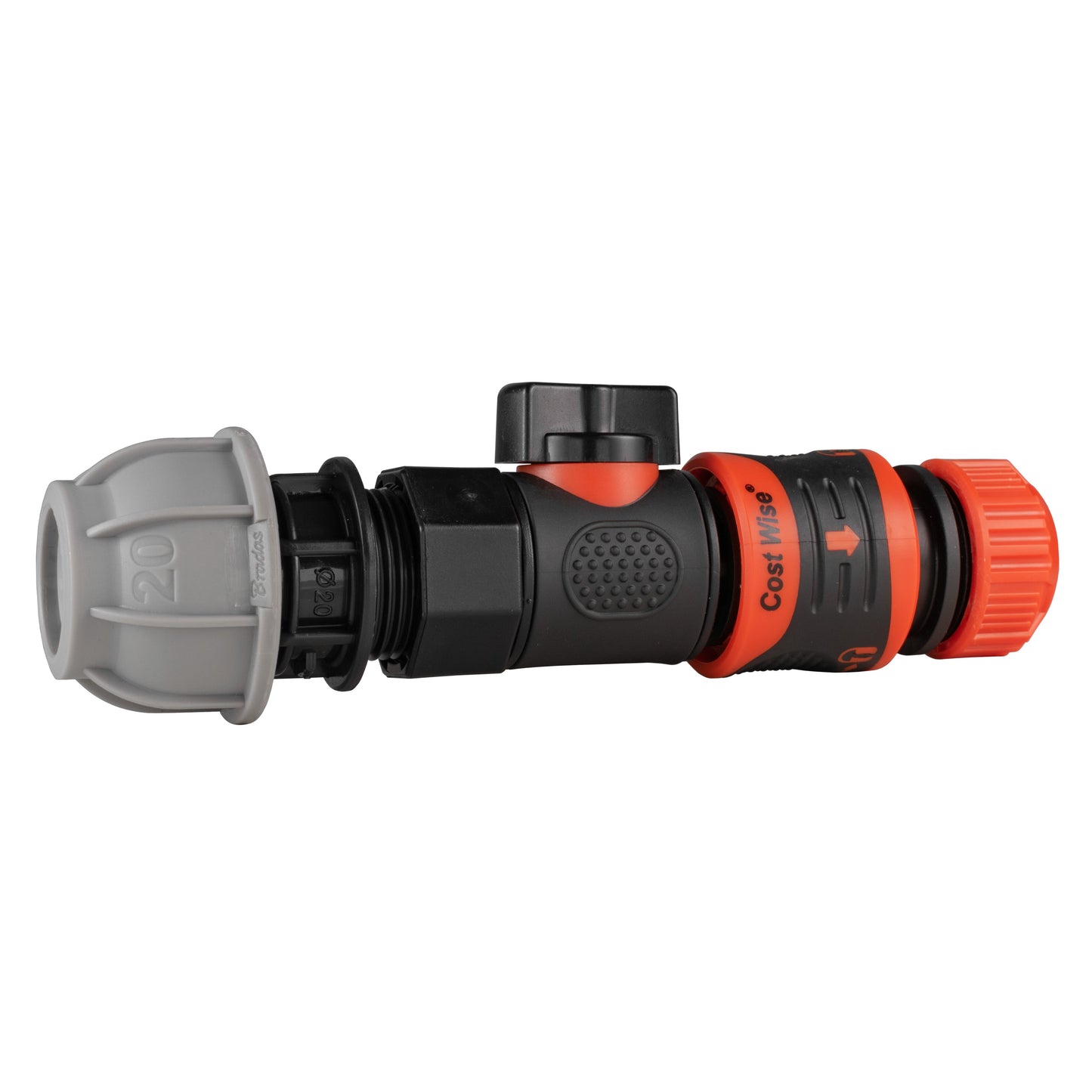 20mm MDPE Inline Connector with BSPF Quick-Lock Valve & Secure Hose Coupling