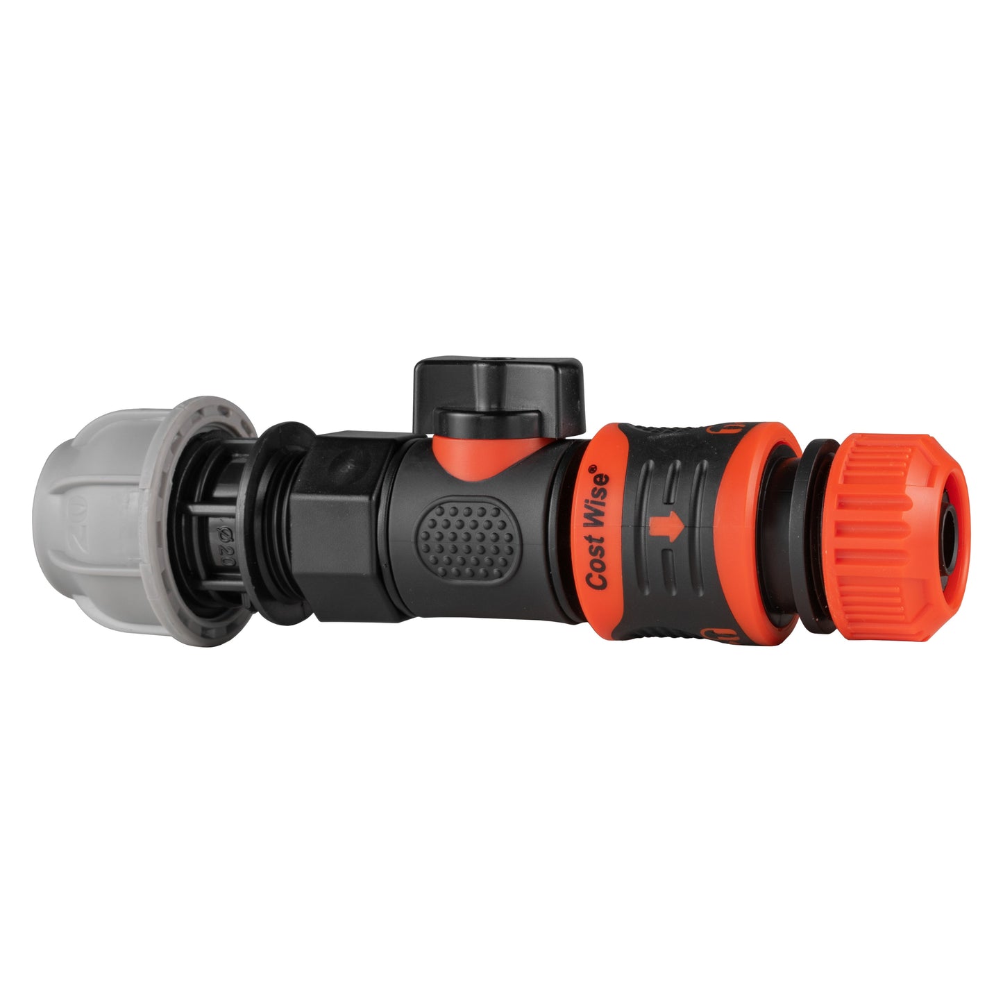 20mm MDPE Inline Connector with BSPF Quick-Lock Valve & Secure Hose Coupling