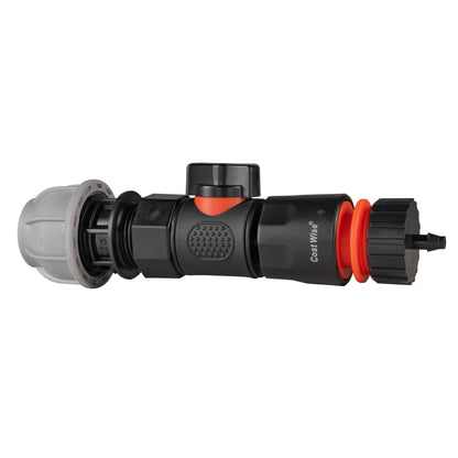 20mm MDPE Straight Connector with BSPF Quick-Connect Valve & 4mm Barb Hose Connector