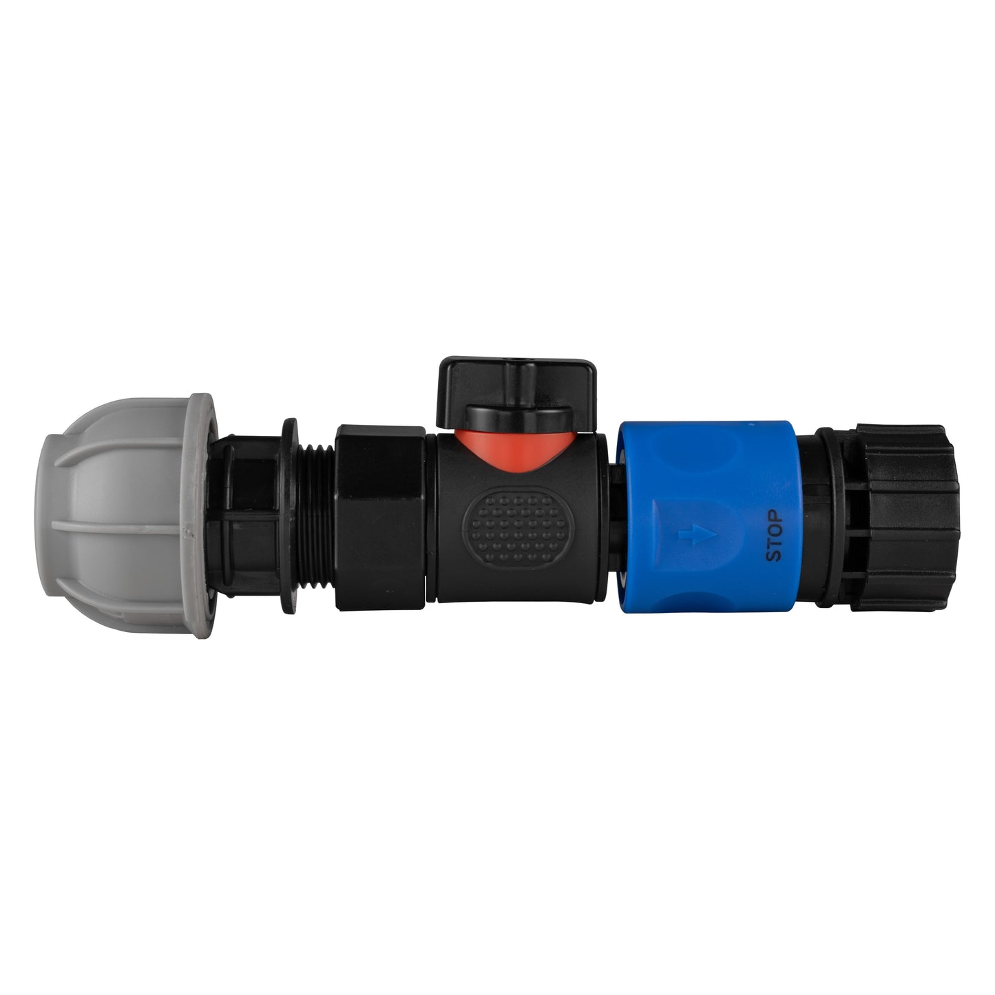 20mm MDPE Straight Connector with 3/4" BSPF Valve & Female Thread Hose Adapter
