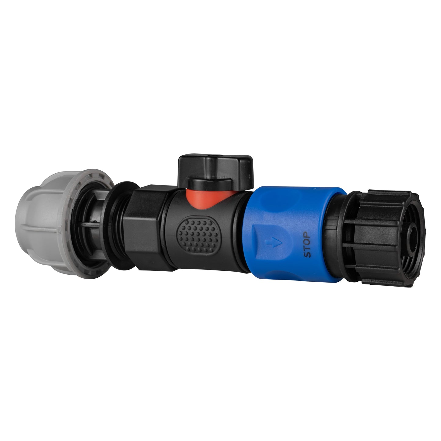 20mm MDPE Straight Connector with 3/4" BSPF Valve & Female Thread Hose Adapter