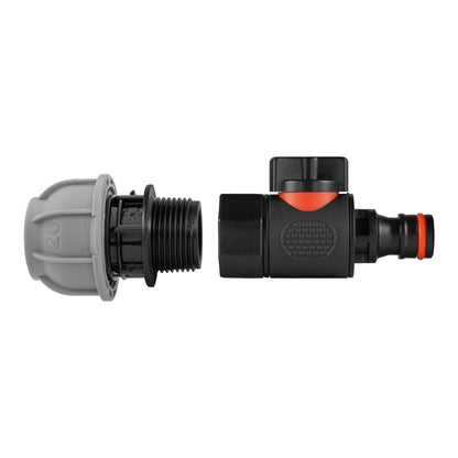 20mm MDPE Straight Connector with BSPF Thread and Quick-Connect Male Valve