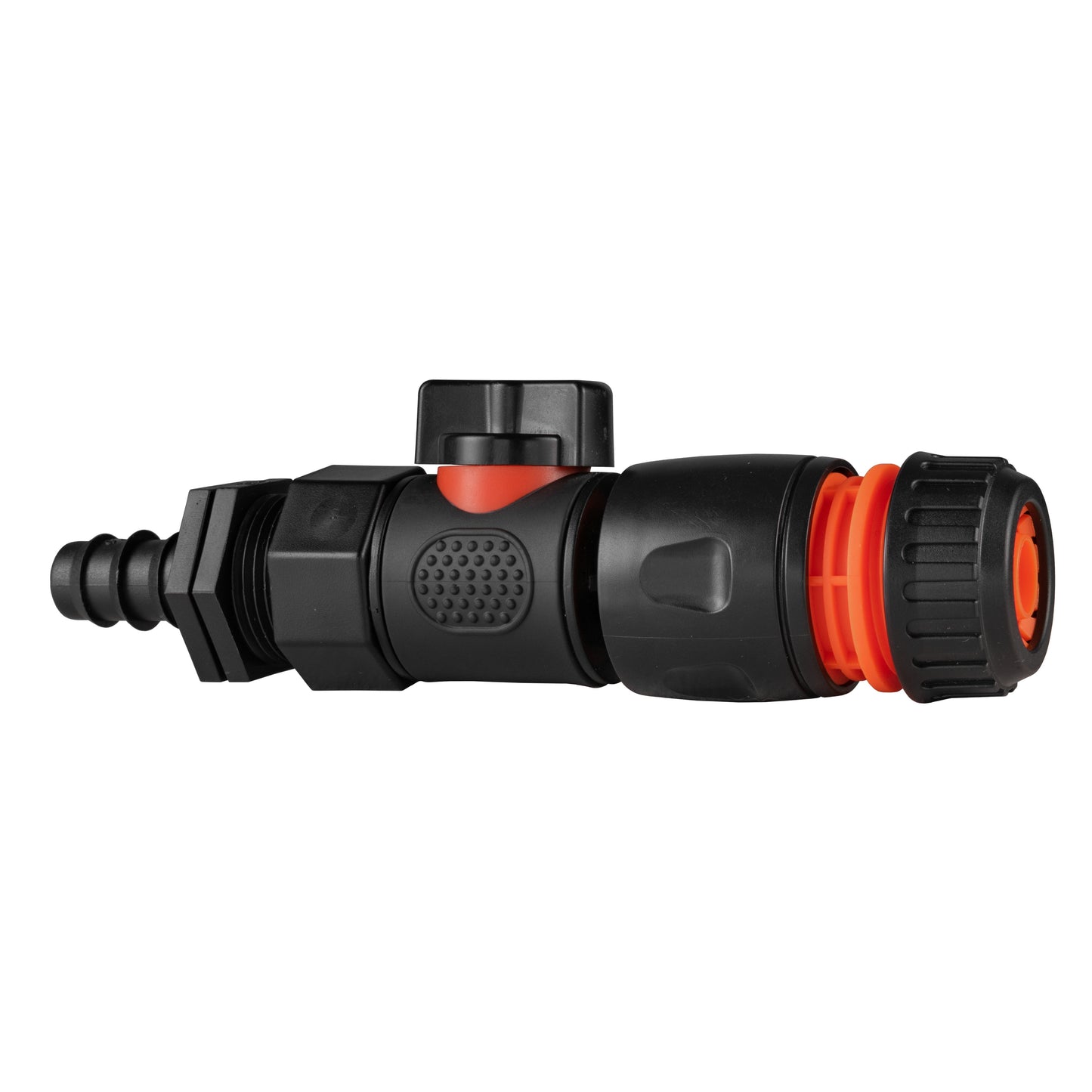 16mm Barbed Joiner with 3/4'' BSPF Quick-Connect Valve and Black Hose Connector