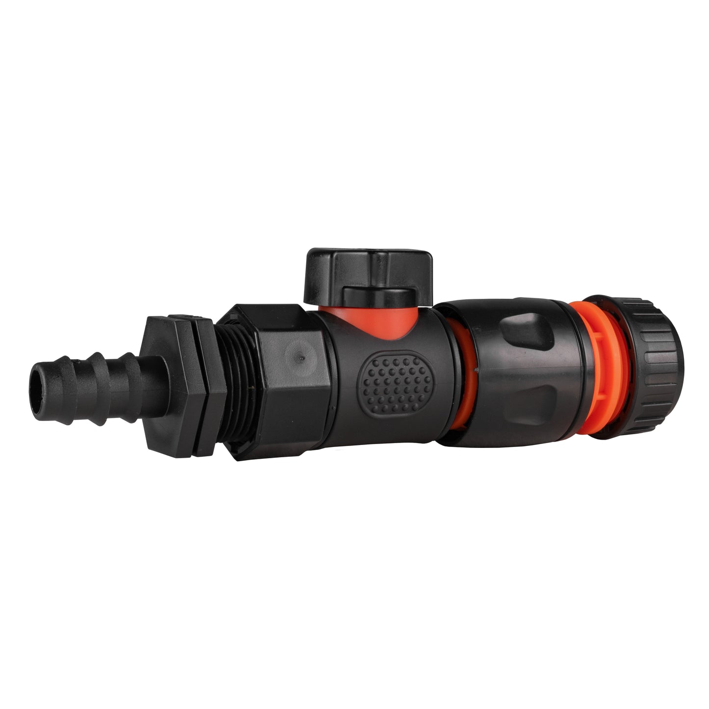 16mm Barbed Joiner with 3/4'' BSPF Quick-Connect Valve and Black Hose Connector