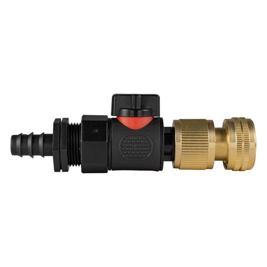 16mm Barbed Connector with BSPF Quick-Connect Valve and Brass Hose Fitting