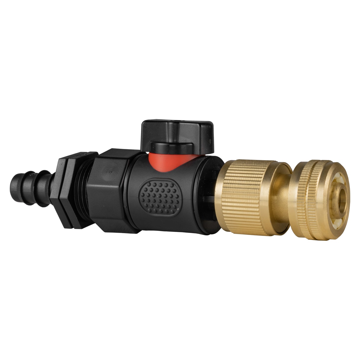 16mm Barbed Connector with BSPF Quick-Connect Valve and Brass Hose Fitting