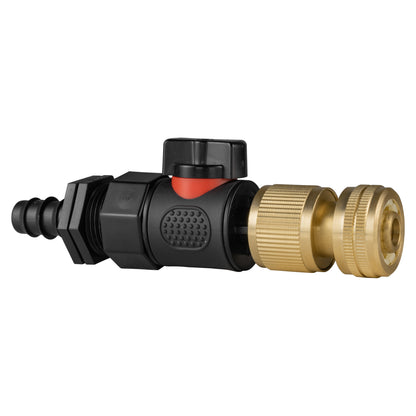 16mm Barbed Connector with BSPF Quick-Connect Valve and Brass Hose Fitting
