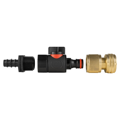 16mm Barbed Connector with BSPF Quick-Connect Valve and Brass Hose Fitting