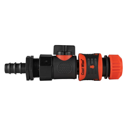 16mm Barbed Connector with BSPF Quick-Lock Valve & Secure Hose Coupler