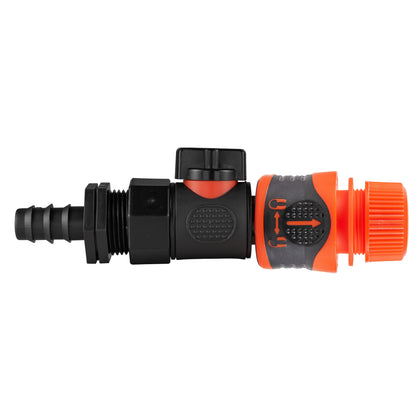 16mm Barbed Connector with BSPF Quick-Lock Valve & Secure Hose Coupler