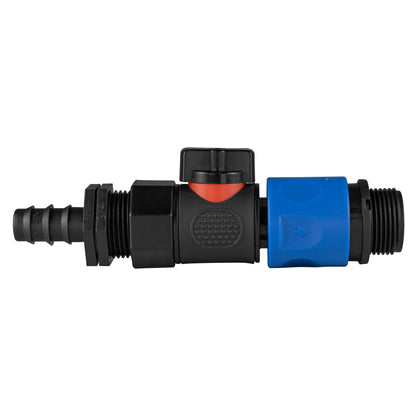 16mm Barbed Connector with BSPF Thread, Quick Connect Valve & 3/4" BSPM Hose Adapter