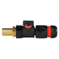 Brass 19mm Barbed Fitting with ¾" BSPF Quick-Connect Valve & Black Hose Connector