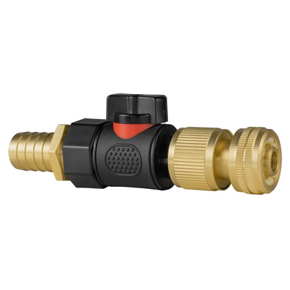 19mm Brass Hose Tail with 3/4" BSPF Quick-Connect Valve and Brass Hose Connector