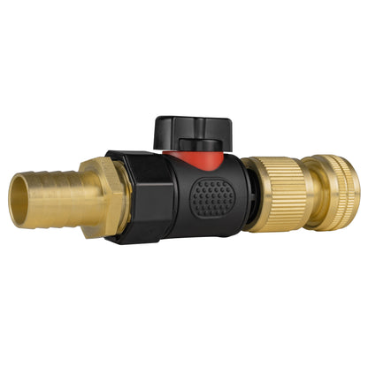 19mm Brass Hose Tail with 3/4" BSPF Quick-Connect Valve and Brass Hose Connector