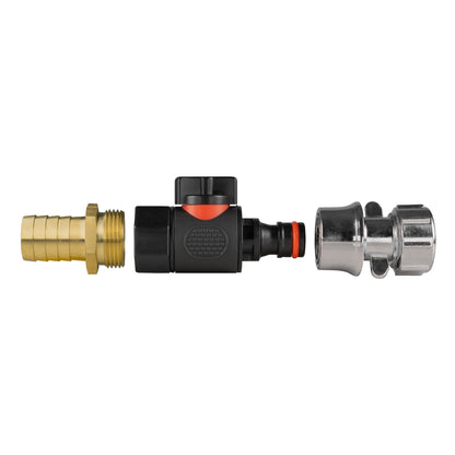 19mm Brass Hose Joiner with BSPF Quick-Connect Valve & Zinc Hose Connector