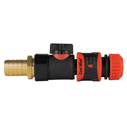 19mm Brass Hose Tail with BSPF Quick-Connect Valve & Click-Lock Hose Connector