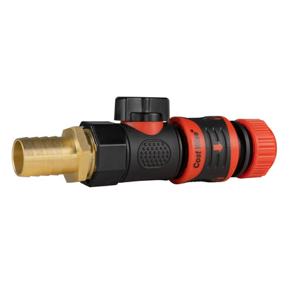 19mm Brass Hose Tail with BSPF Quick-Connect Valve & Click-Lock Hose Connector