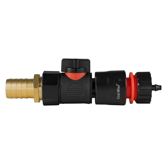 19mm Brass Hose Joiner with BSPF Quick-Connect Valve & 4mm Micro Barb Connector
