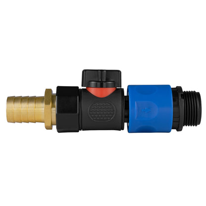 19mm Brass Hose Tail with BSPF Valve & Quick Connect Adapter to ¾" BSPM Fitting