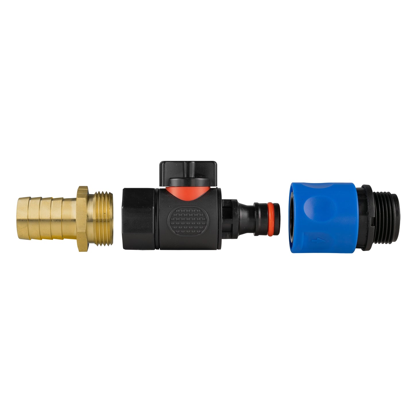 19mm Brass Hose Tail with BSPF Valve & Quick Connect Adapter to ¾" BSPM Fitting