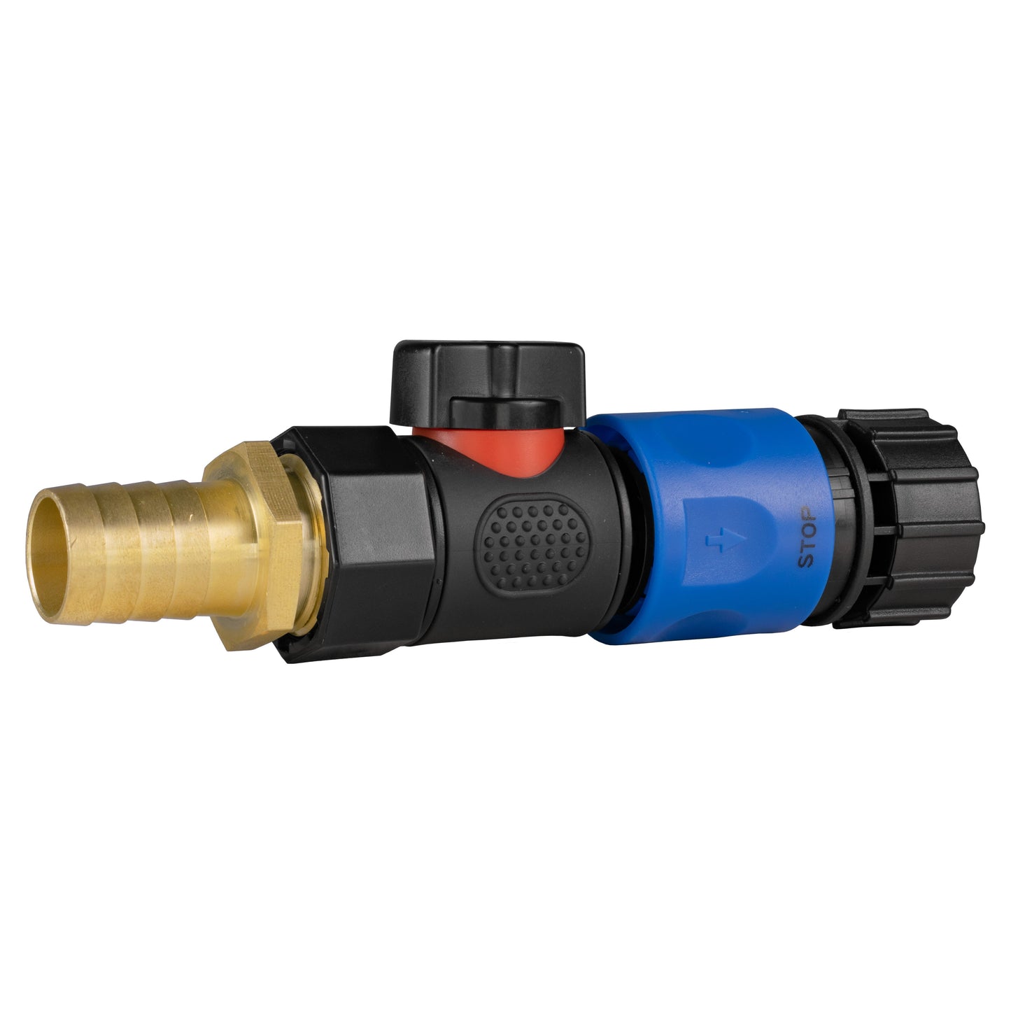 19mm Brass Hose Barb with 3/4" BSPF Quick-Connect Valve and Female Hose Fitting