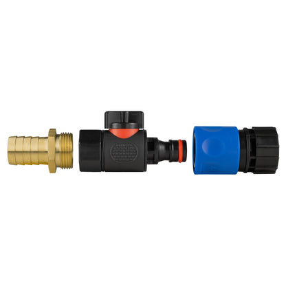 19mm Brass Hose Barb with 3/4" BSPF Quick-Connect Valve and Female Hose Fitting