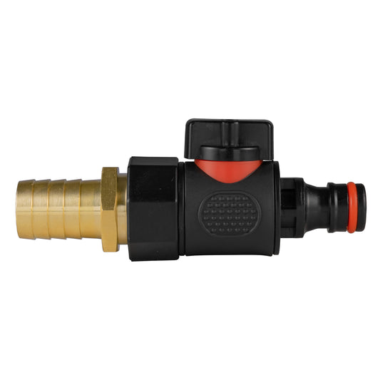Brass Hose Barb with BSPF Thread and Snap-On Male Valve Connector