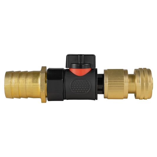 25mm Brass Hose Tail with BSPF Quick-Connect Valve and Brass Hose Connector