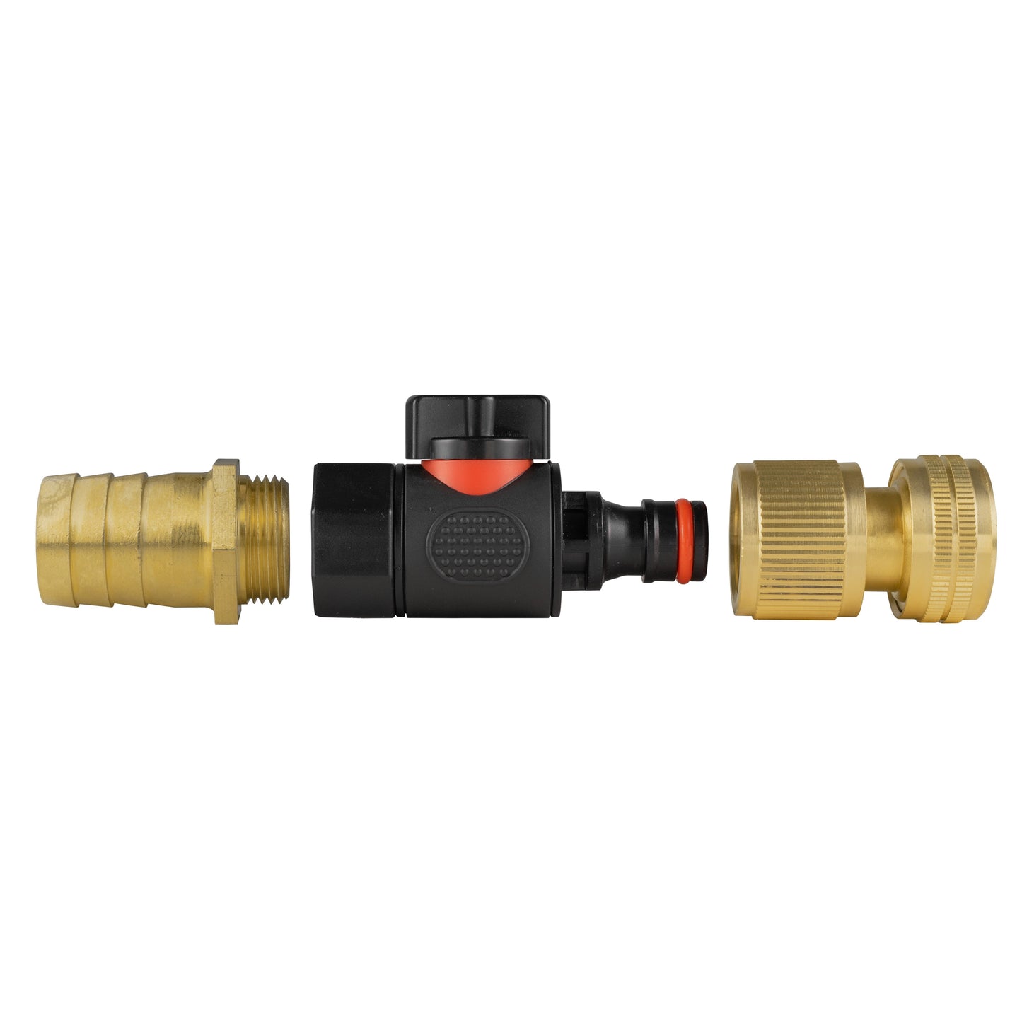 25mm Brass Hose Tail with BSPF Quick-Connect Valve and Brass Hose Connector