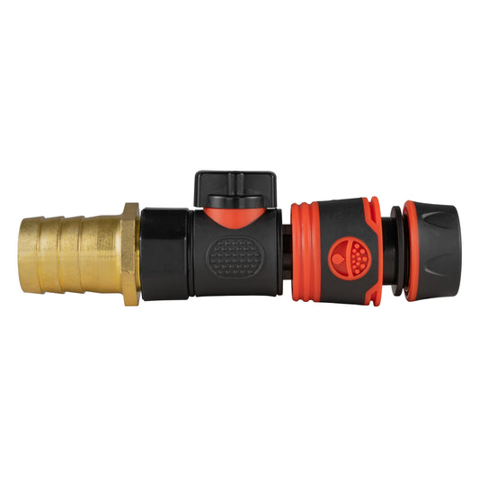 25mm Brass Hose Tail with BSPF Quick-Release Valve & Soft Black Hose Connector
