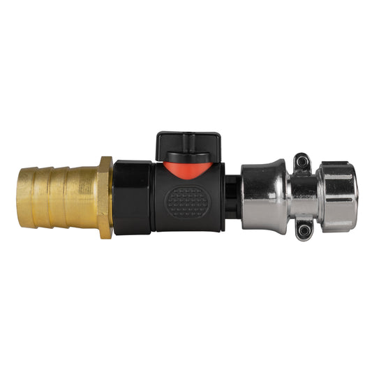25mm Brass Hose Tail with BSPF Quick Valve and Zinc Quick Connector