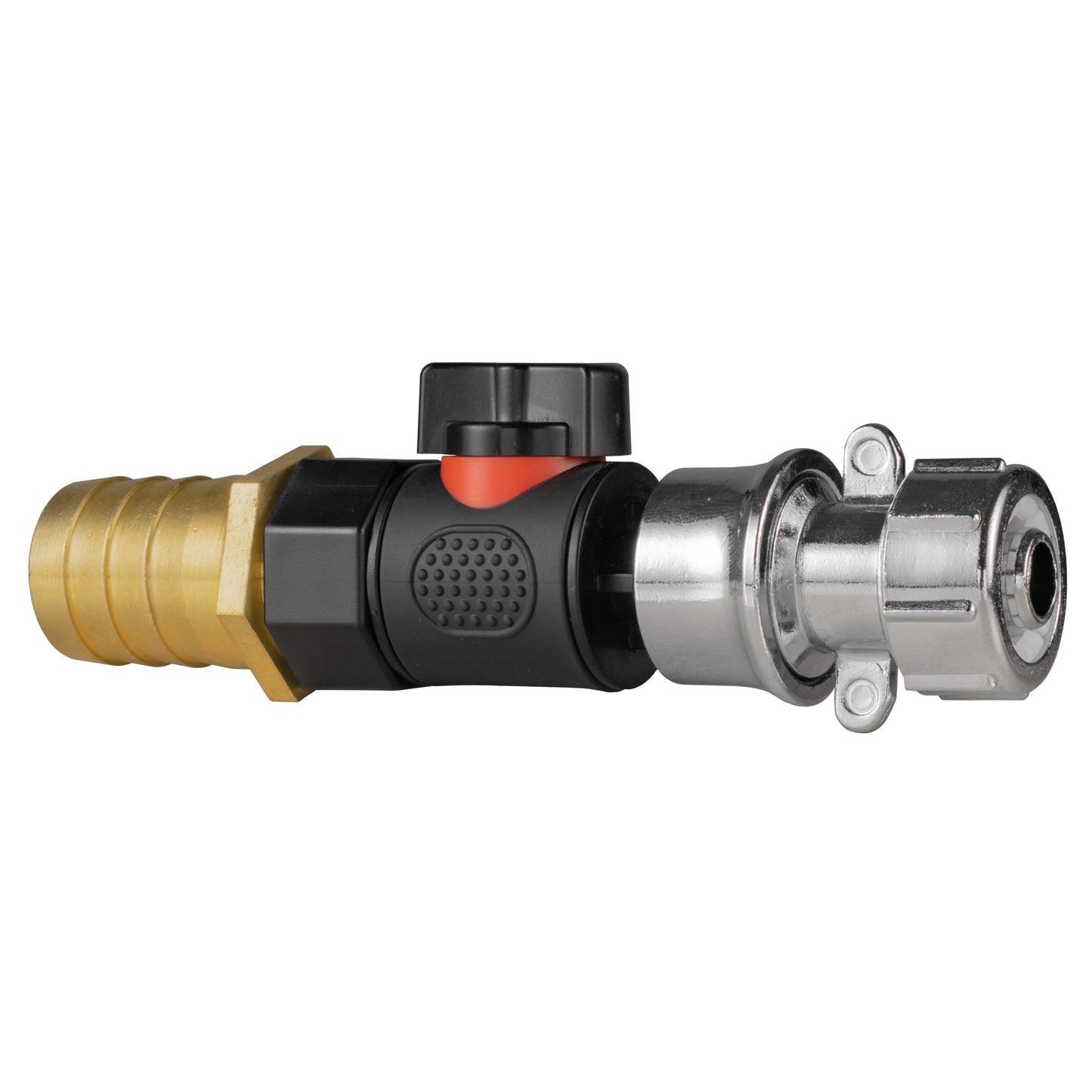 25mm Brass Hose Tail with BSPF Quick Valve and Zinc Quick Connector