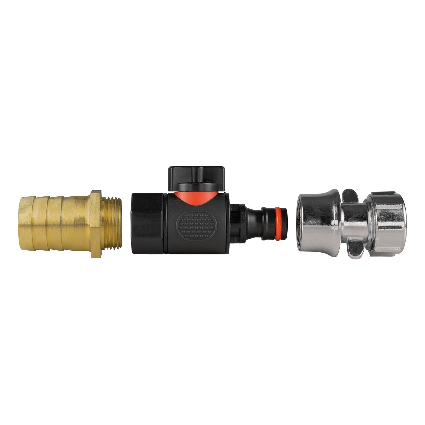 25mm Brass Hose Tail with BSPF Quick Valve and Zinc Quick Connector