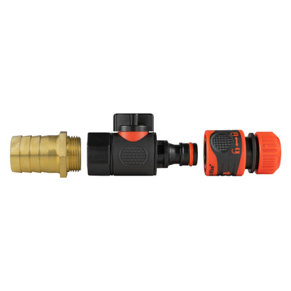 25mm Brass Hose Barb with BSPF Quick Valve & Locking Hose Connector