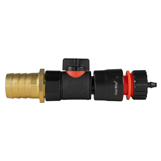 25mm Brass Hose Barb with BSPF Quick-Connect Valve & 4mm Micro Barb Adapter