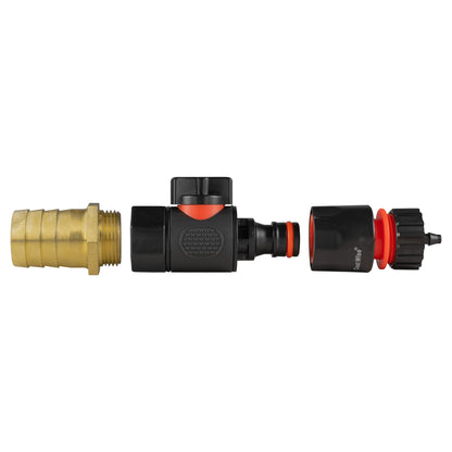 25mm Brass Hose Barb with BSPF Quick-Connect Valve & 4mm Micro Barb Adapter