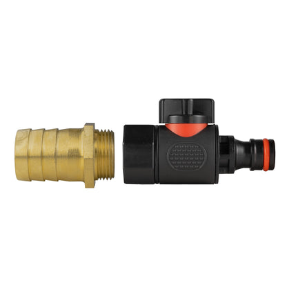 25mm Brass Hose Barb with Female BSP Thread & Male Quick Connect Valve