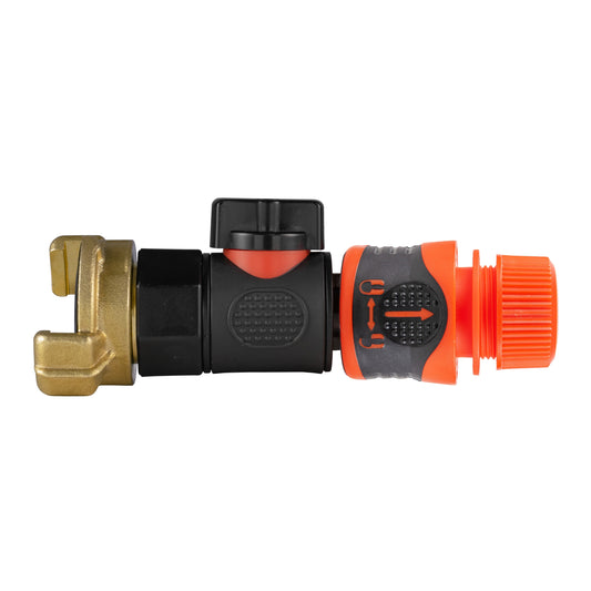 Geka-Type Fitting with BSPF Quick Connect Valve & Click-Lock Hose Connector
