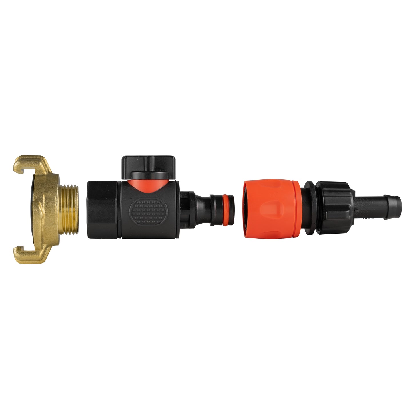 Geka-Type Connector with BSPF Quick Connect Valve & 16mm Barb Hose Connector