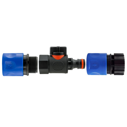 Blue Hose Connector Set with BSPF Quick-Connect Valve and ¾" BSPF Hose Adapter