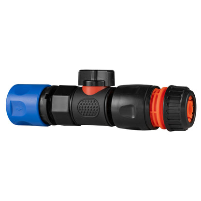 Blue Hose Connector with BSPF Thread – Quick Connect Valve and Black Hose Coupling